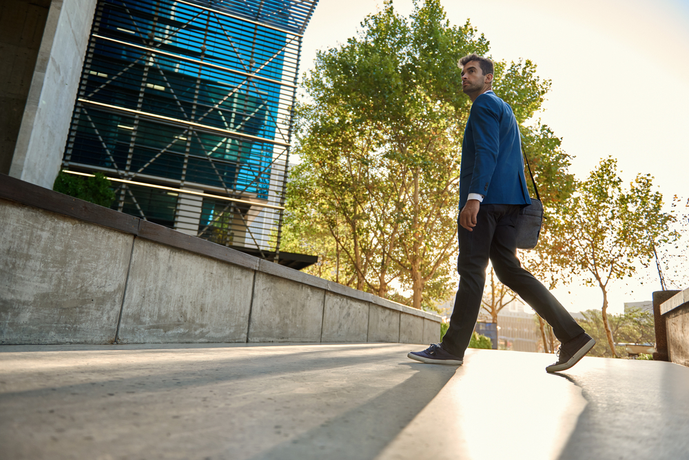 Man walking around the city. 